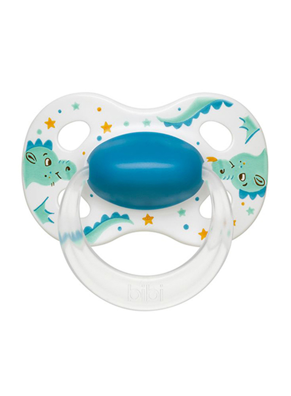 Bibi Happiness Dragon Natural Silicone Soother, 16+ Months, 115029, White/Blue
