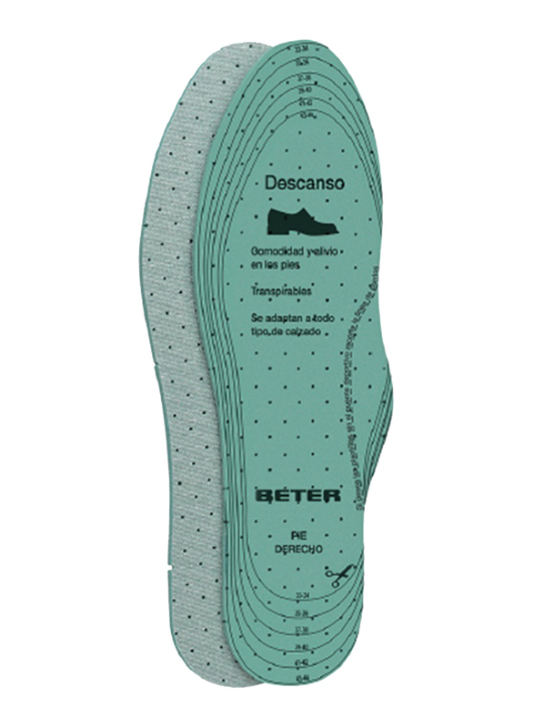 

Beter Multi-size Comfort Insoles, 08104, Grey/Green, 2 Pieces