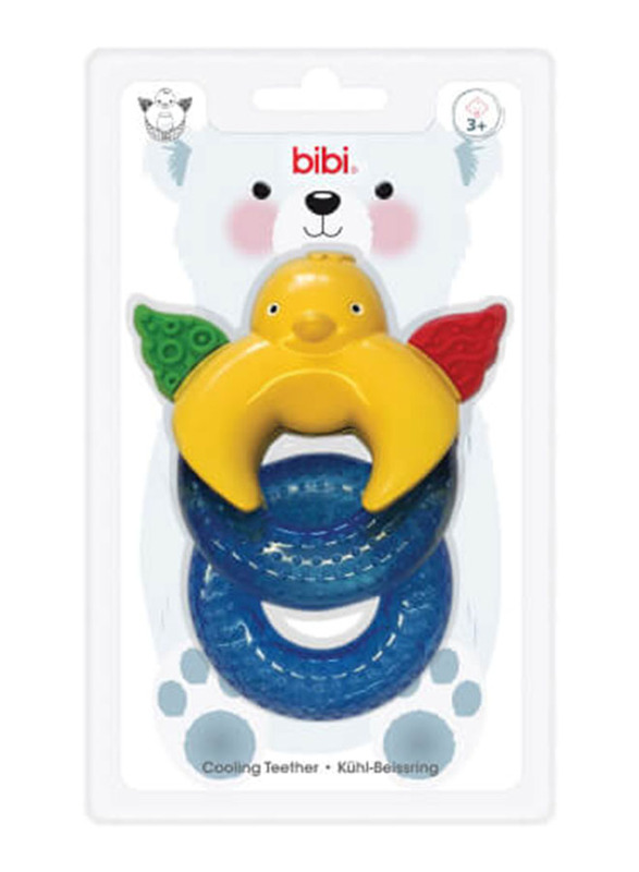 Bibi Exchangeable Cute Animal Cooled Teething Ring, 110006, Yellow/Blue
