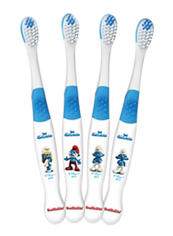Brush Buddies 4 Pieces Smurf Standard Toothbrush for Kids, White