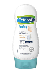 Cetaphil 400ml Calendula Daily Wash and Shampoo Pump for Babies, White