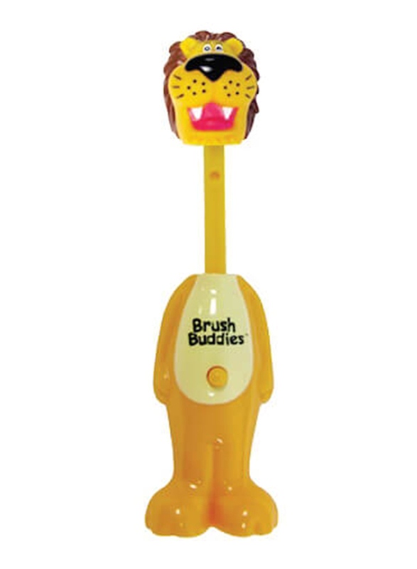Brush Buddies Poppin Rickie Lion Toothbrush for Kids, Mustard