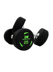 Dawson Sports Rubber Dumbbells, Black, 2 x 25KG