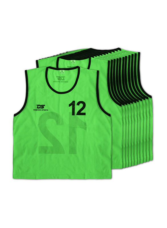 Dawson Sports Medium Numbered Mesh Bibs, 12 Pieces, Green