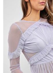 TFNC London Caroline Long Sleeve Crop Top for Women, Small, Purple