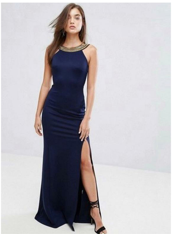 

TFNC London Riccocone Sleeveless Sequin Maxi Dress, Triple Extra Large, Navy Blue