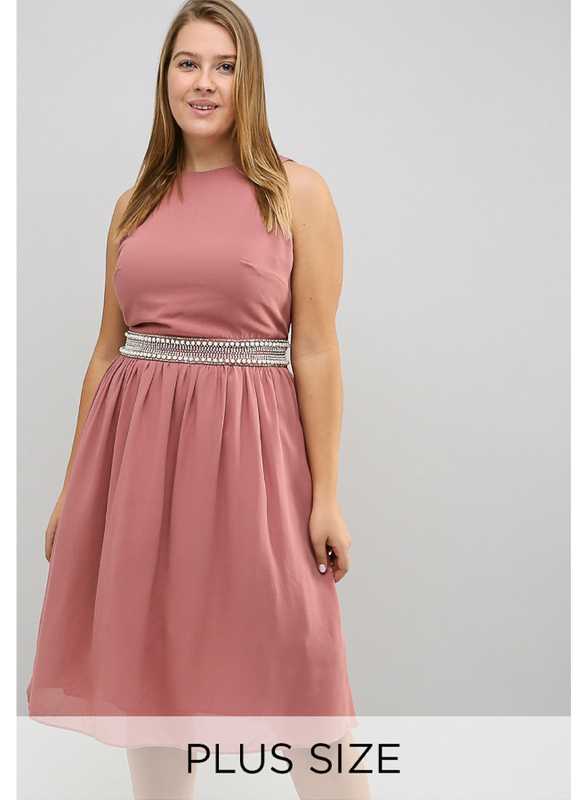 TFNC London Amber Sleeveless Sequin Midi Dress, Double Extra Large, Pink