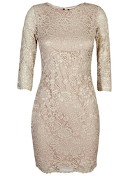 TFNC London Paris 3/4 Three-Quarter Sleeve Lace Mini Dress, Extra Large, Brown