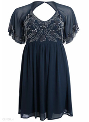 TFNC London Parthenia Short Sleeve Midi Dress, 5 Extra Large, Navy Blue