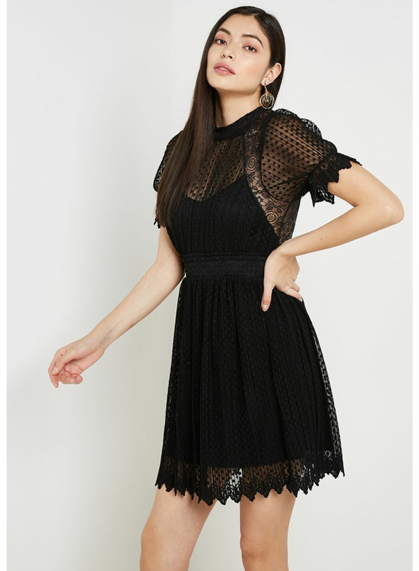

TFNC London Lidia Short Sleeve Mini Dress, Small, Black