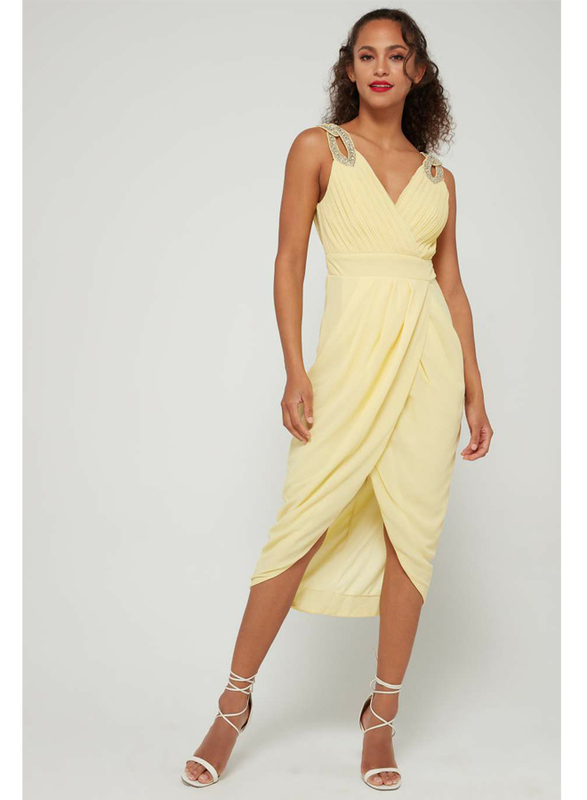 

TFNC London Dora Sleeveless Wrap Midi Dress, Extra Large, Yellow