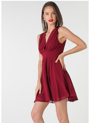 TFNC London Nordi Sleeveless Mini Dress, Large, Burgundy