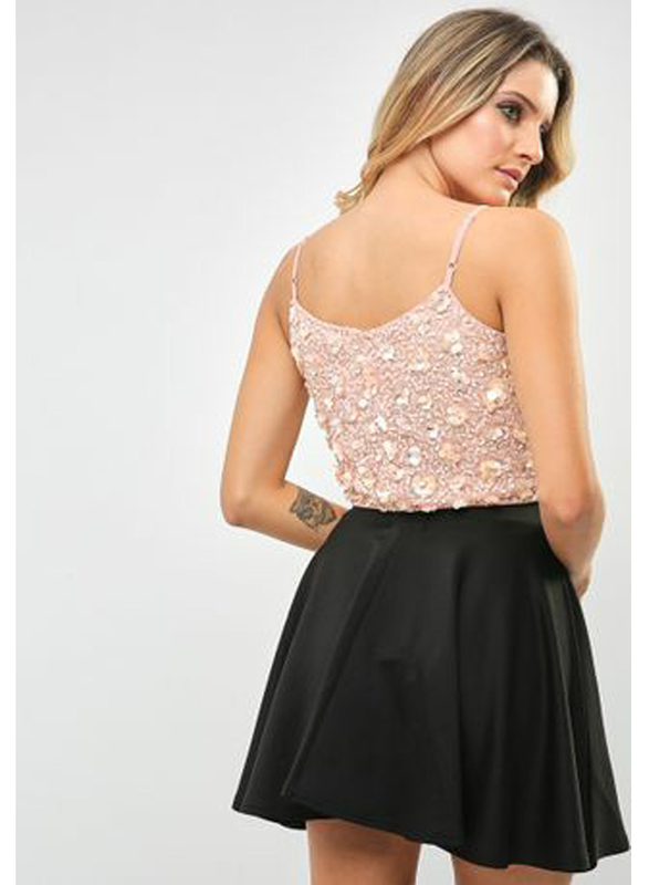 TFNC London Dandi Strap Lace Top for Women, Large, Peach