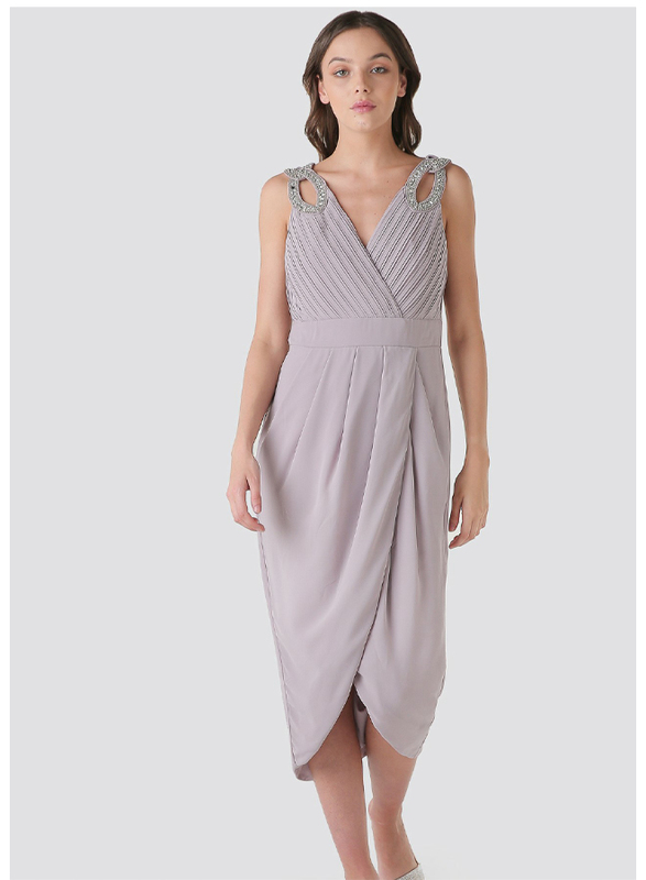 

TFNC London Leonora Sleeveless Wrap Midi Dress, Extra Large, Light Pink