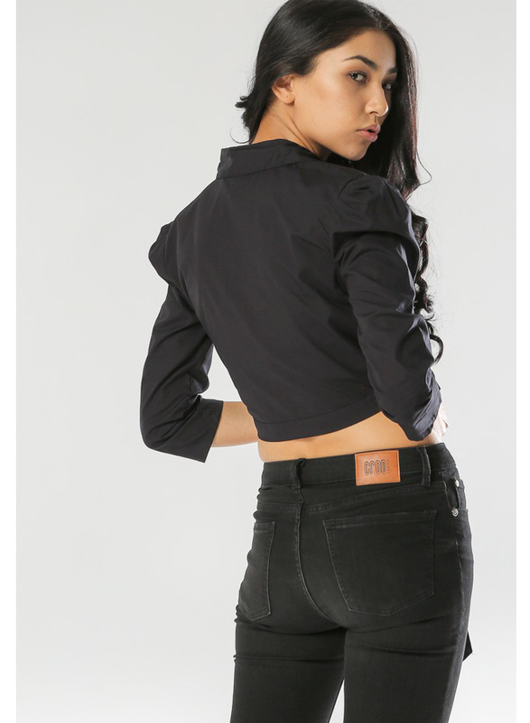 TFNC London Buddy Long Sleeve Crop Top for Women, Small, Black