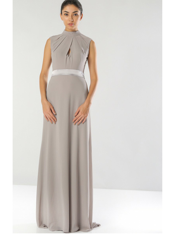 

TFNC London Candy Sleeveless Bow Back Tie Maxi Dress, Medium, Grey