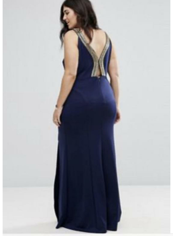 TFNC London Riccocone Sleeveless Sequin Maxi Dress, 24 UK, Navy Blue