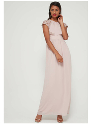 TFNC London Pearlie Sleeveless Maxi Dress, Large, Beige
