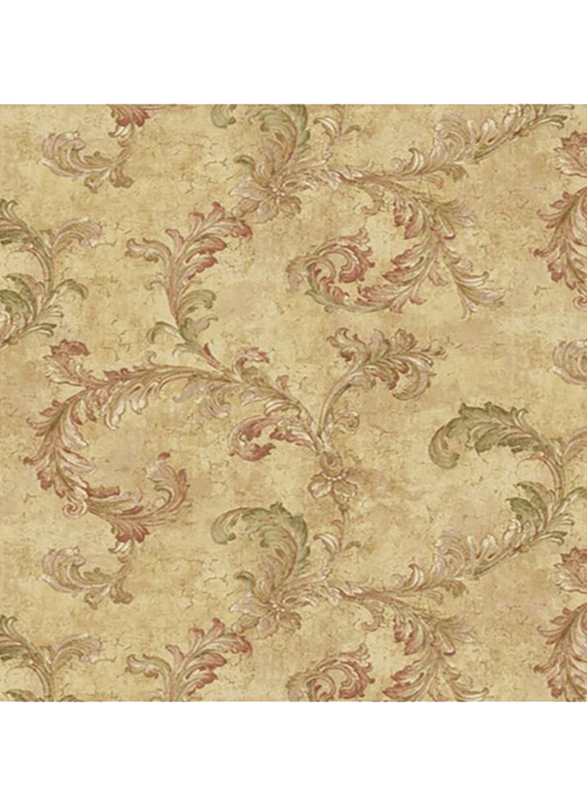 Wallquest Hudson Park Acanthus Pattern Wallpaper, 0.53 x 10 Meter, Gold/Pink