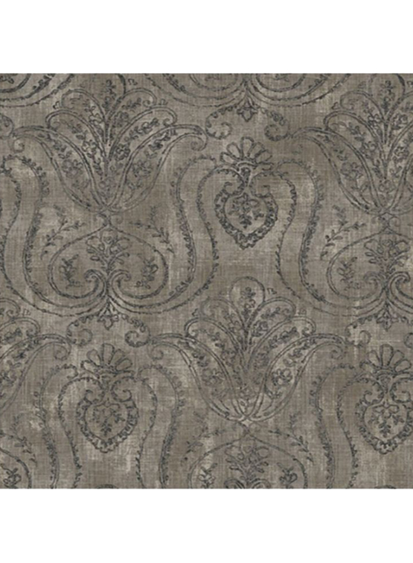Wallquest Minerale Damask Pattern Wallpaper, 0.53 x 10 Meter, Grey/Black