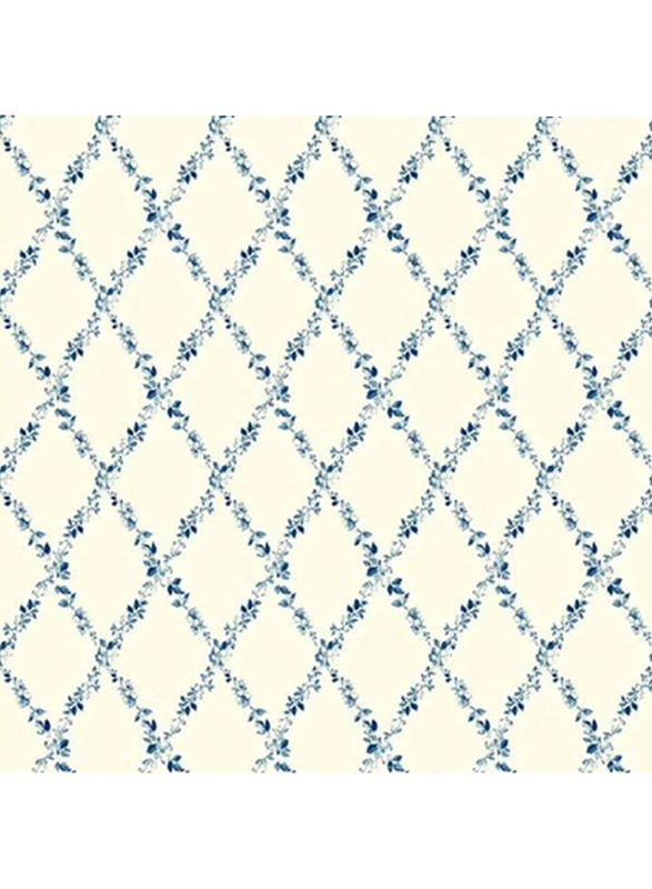 Wallquest Springtime Cottage Diamonds Pattern Wallpaper, 0.53 x 10 Meter, Cream/Blue
