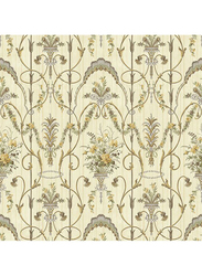Wallquest Parisian Floral Damask Printed Wallpaper, 8.23 x 0.68 Meter, Beige/Yellow/Green