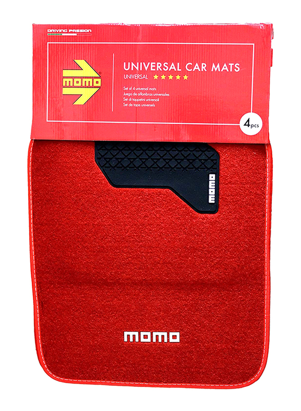Momo Car Floor Mat Set, Universal Size, 4 Pieces, CM015BW, Red