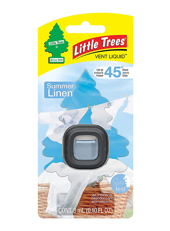 Little Trees Vent Liquid Summer Linen Air Freshener, Black/Clear