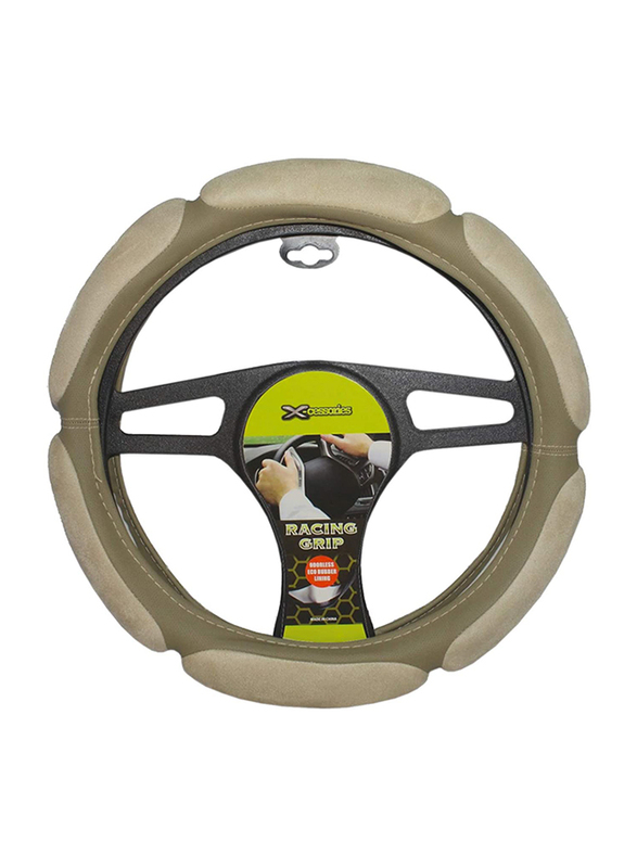Xcessories Padded Steering Wheel Cover, Beige