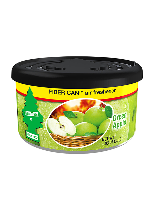 Little Trees Fiber Can Green Apple Car Air Freshener, 30gm, Green/Black/Yellow