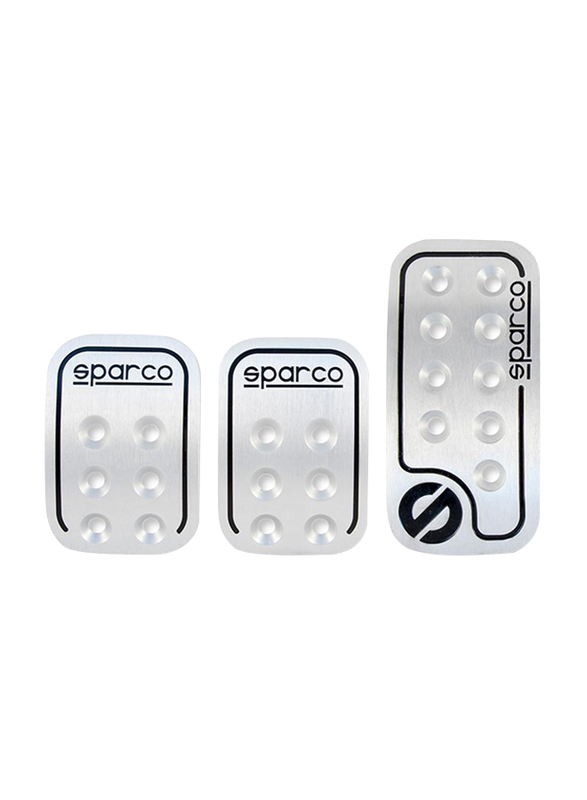

Sparco Pedal Set for Manual Cars, 3 Pieces, Silver/Black
