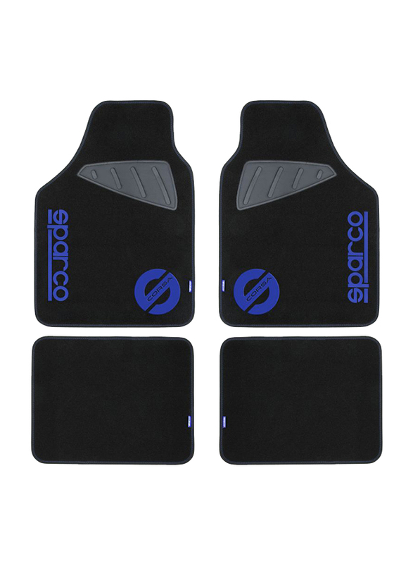 

Sparco Car Floor Mat Set, Universal Size, SPC1900A-5, 5 Pieces, Black/Blue