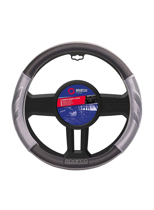 

Sparco Universal PVC Steering Wheel Cover, 38cm, Black/Grey