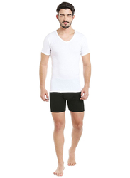 BYC Short Sleeve Cotton V-Neck Undershirt for Men, White, Small