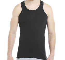 BYC Sleeveless Cotton Round Neck Vest for Boys, Black, 13-14 Years