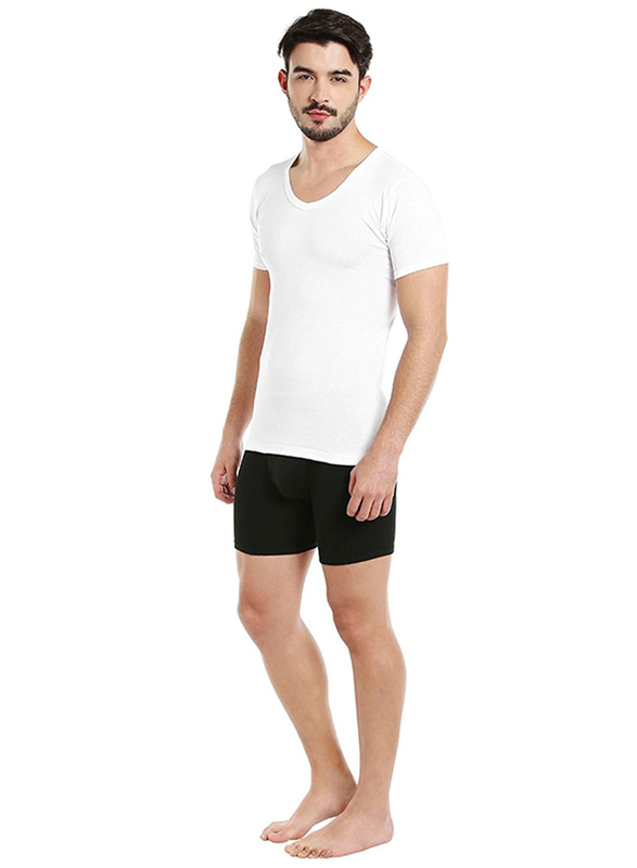 BYC Short Sleeve Cotton V-Neck Undershirt for Men, White, Small