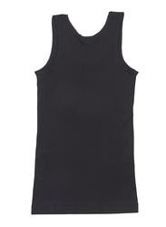 BYC Sleeveless Cotton Scoop Neck Vest for Girls, Black, 11-12 Years