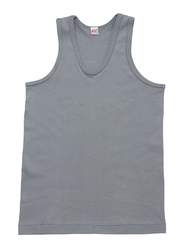 BYC Sleeveless Cotton Round Neck Vest for Boys, Dark Grey, 13-14 Years