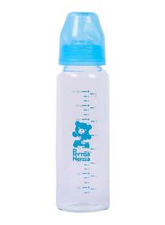 Permanenza Standard Neck Glass Feeding Bottle, 240ml, Blue