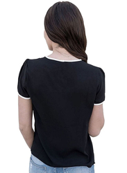 Half Sleeve Solid Top for Women, Extra Large, Black