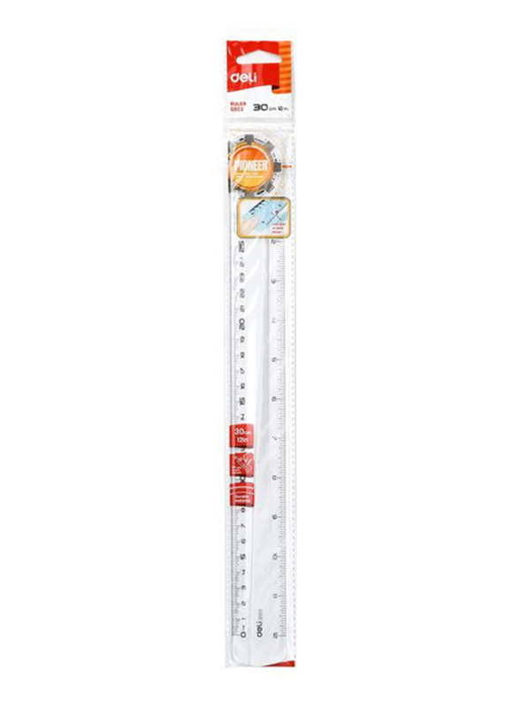 

Deli EG00312 Plastic Ruler, 300mm, Clear