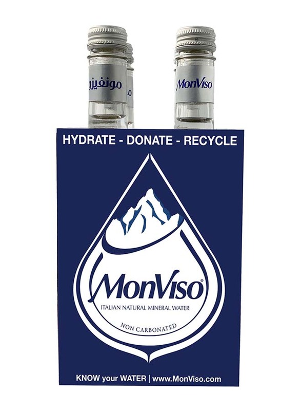 Monviso Natural Mineral Still Water, 4 Glass Bottles x 375ml