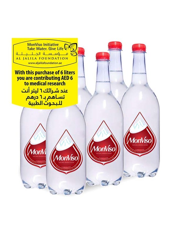 Monviso Natural Mineral Sparkling Water, 6 Bottles x 1 Liter