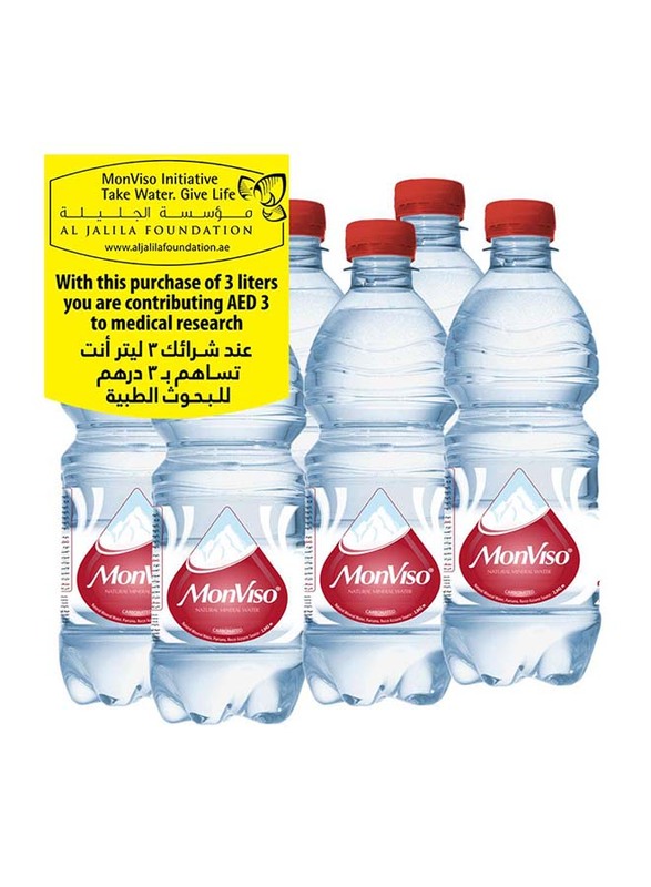 Monviso Natural Mineral Sparkling Water, 6 Bottles x 500ml