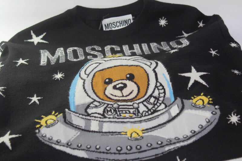 Moschino UFO Teddy Crew Neck Long Sleeves Mini Dress Jumper for Women, Double Extra Small, Black