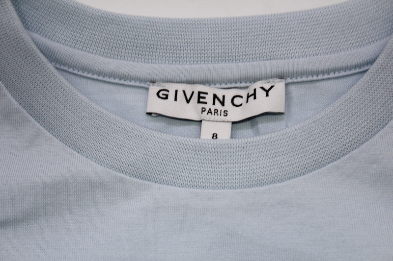 Givenchy Logo Print Round Neck Short Sleeve T-Shirt for Girls, 8A, Pale Blue