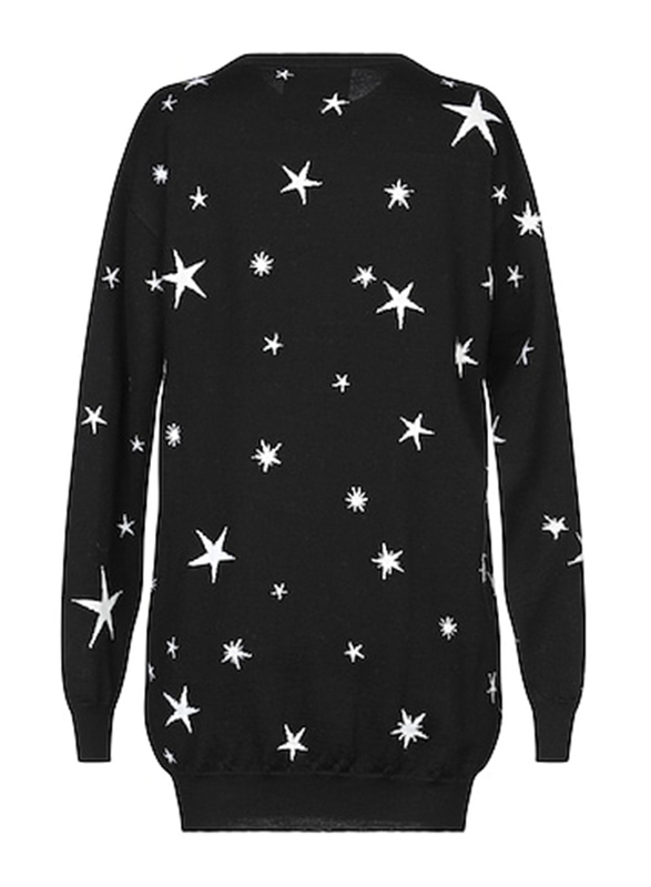 Moschino UFO Teddy Crew Neck Long Sleeves Mini Dress Jumper for Women, Double Extra Small, Black