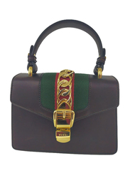Gucci Web Sylvie Leather Mini Crossbody Bag for Women, Black