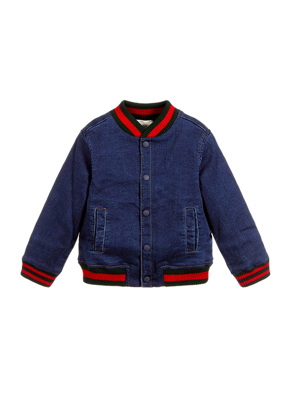 Gucci Denim Collared Long Sleeves Bomber Jacket for Boys, 36 EU, Blue