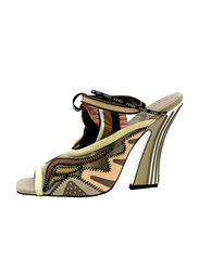 Fendi Women Mosaic Design Heeled Sandal, 38EU, Multicolour